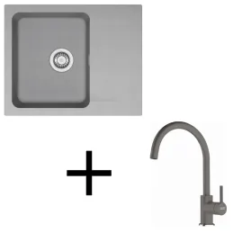 Ensemble T118 évier en tectonite Franke OID 611-62 + robinet FC 6018 / Gris