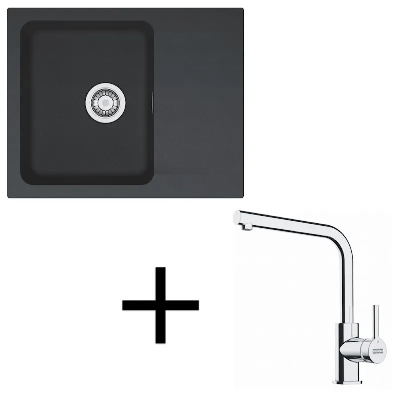 Ensemble T118 évier en tectonite Franke OID 611-62 + robinet FS 3230 / Noir