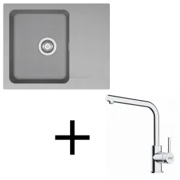 Ensemble T118 Évier en tectonite Franke OID 611-62 + Robinet FS 3230 / Gris