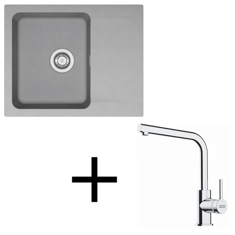 Ensemble T118 Évier en tectonite Franke OID 611-62 + Robinet FS 3230 / Gris