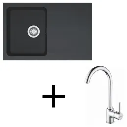 Set T96 Évier en tectonite Franke OID 611-78 + Robinet FP 9000 / Noir