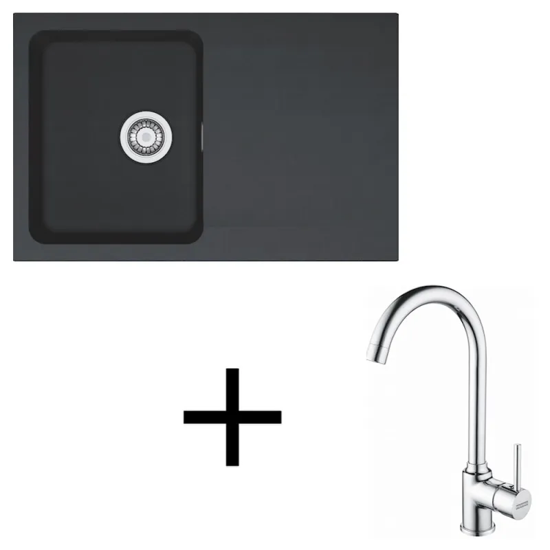 Set T96 Évier en tectonite Franke OID 611-78 + Robinet FP 9000 / Noir