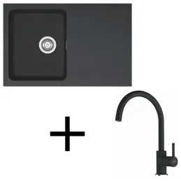 Set T119 Évier en tectonite Franke OID 611-78 + Robinet FC 6018 / Noir