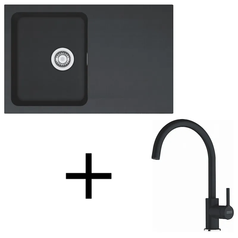 Set T119 Évier en tectonite Franke OID 611-78 + Robinet FC 6018 / Noir
