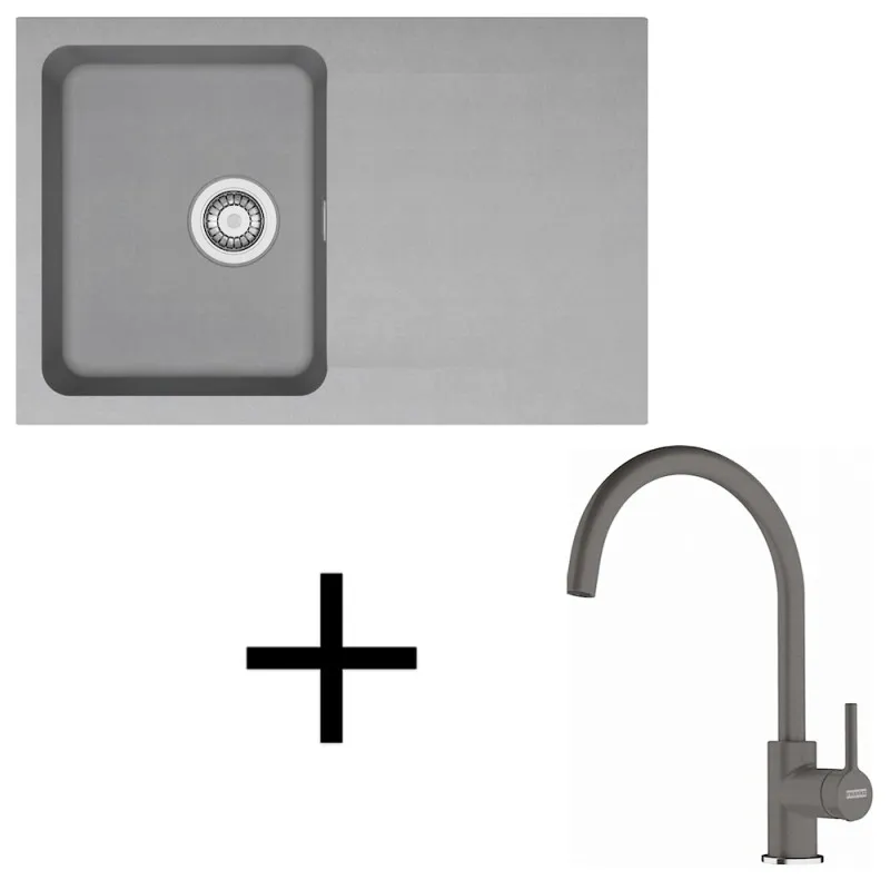 Set T119 Évier en tectonite Franke OID 611-78 + Robinet FC 6018 / Gris