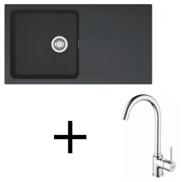 Ensemble T98 avec évier en tectonite Franke OID 611 + robinet FP 9000 / Noir