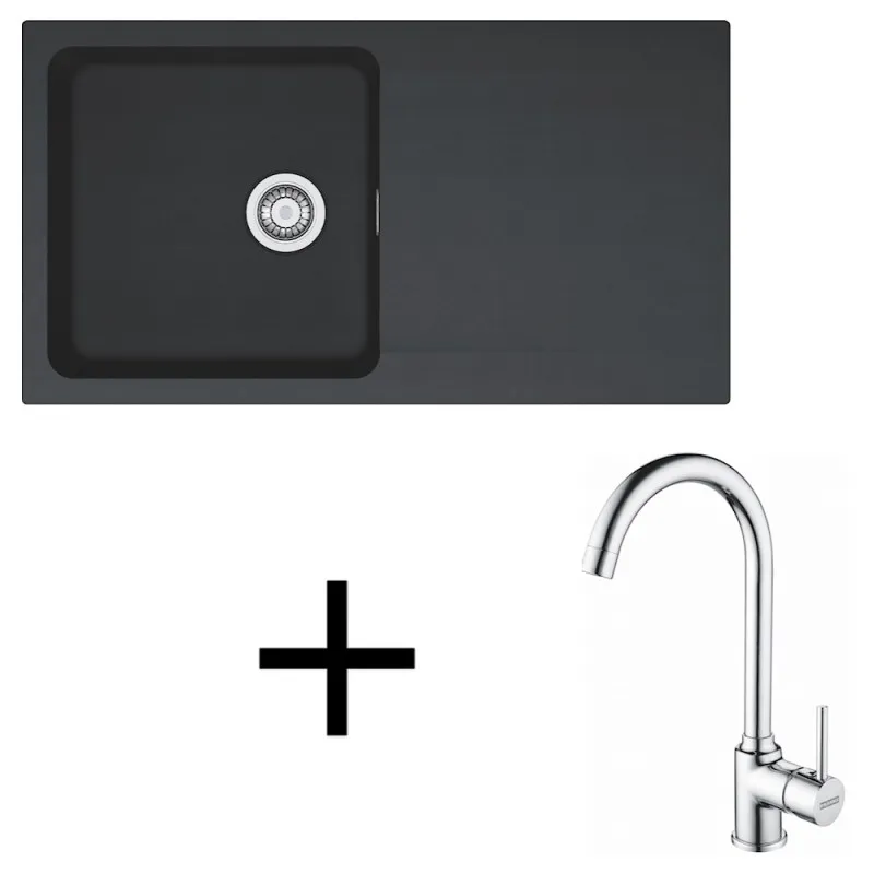 Ensemble T98 avec évier en tectonite Franke OID 611 + robinet FP 9000 / Noir