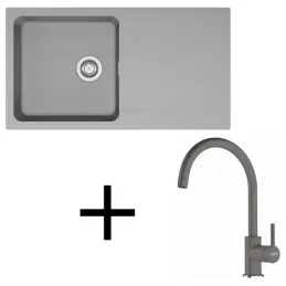 Ensemble T120 : évier tectonite Franke OID 611 + robinet FC 6018 / Gris