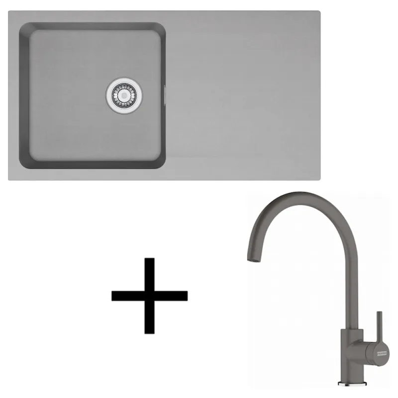 Ensemble T120 : évier tectonite Franke OID 611 + robinet FC 6018 / Gris