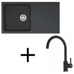 Set T120 Évier en tectonite Franke OID 611 + Robinet FC 6018 / Noir