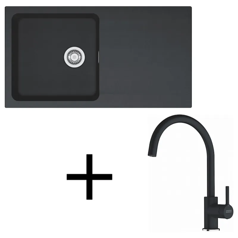 Set T120 Évier en tectonite Franke OID 611 + Robinet FC 6018 / Noir