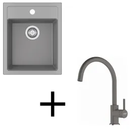 Ensemble T121 Évier en tectonite Franke SID 610-40 + Robinet FC 6018 / Gris
