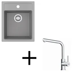 Ensemble T113 évier en tectonite Franke SID 610-40 + robinet FS 3230 / Gris