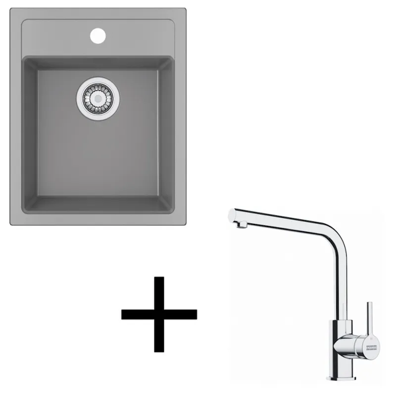 Ensemble T113 évier en tectonite Franke SID 610-40 + robinet FS 3230 / Gris