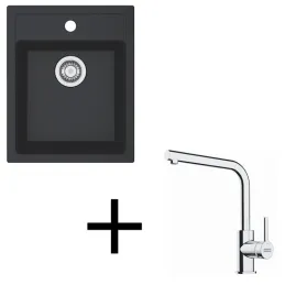 Ensemble T113 Évier en tectonite Franke SID 610-40 + Robinet FS 3230 / Noir