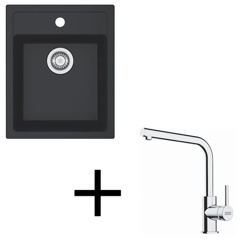 Ensemble T113 Évier en tectonite Franke SID 610-40 + Robinet FS 3230 / Noir