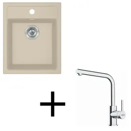 Ensemble T113 Évier en tectonite Franke SID 610-40 + Robinet FS 3230 / Beige