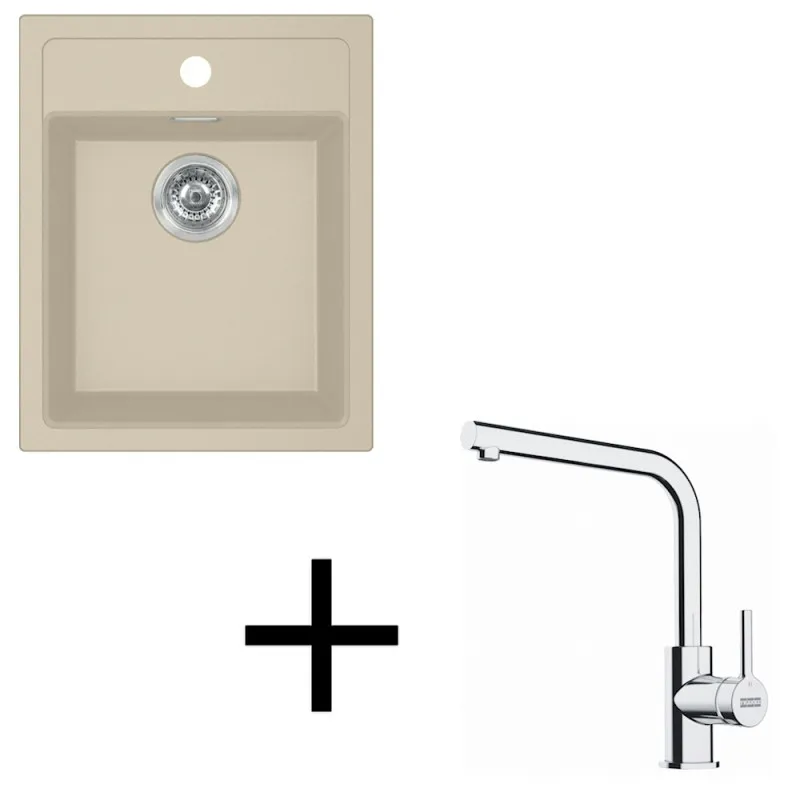 Ensemble T113 Évier en tectonite Franke SID 610-40 + Robinet FS 3230 / Beige