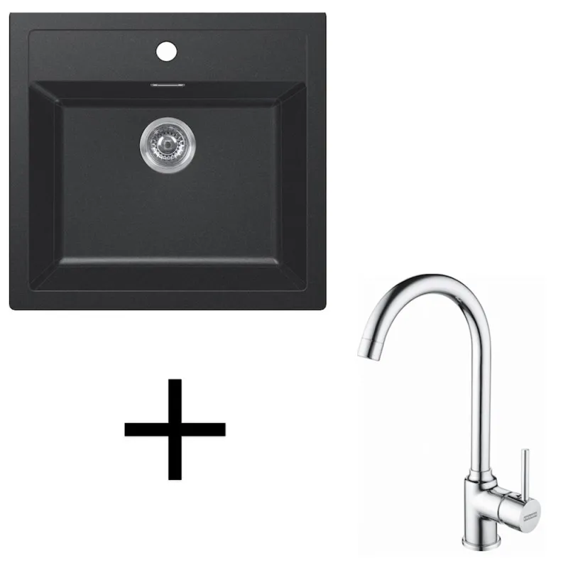 Ensemble T102 évier en tectonite Franke SID 610 + mitigeur FP 9000 / Noir