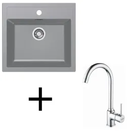 Ensemble T102 avec évier en tectonite Franke SID 610+ et robinet FP 9000 / Gris