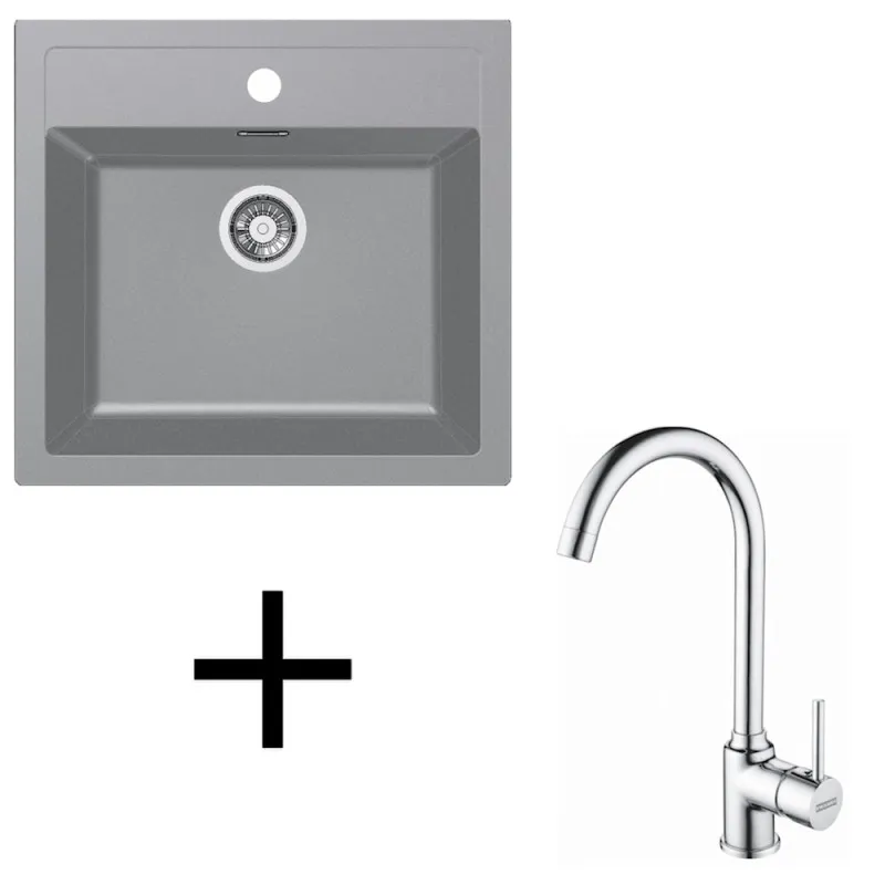 Ensemble T102 avec évier en tectonite Franke SID 610+ et robinet FP 9000 / Gris
