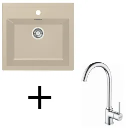Ensemble T102 Évier tectonite Franke SID 610 + Robinet FP 9000 / Beige