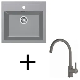 Ensemble T122 : évier Tectonite Franke SID 610 + robinet FC 6018 / Gris