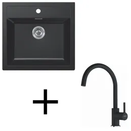 Ensemble T122 avec évier tectonite Franke SID 610+ et mitigeur FC 6018 / Noir