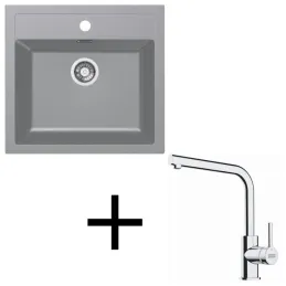 Ensemble T114 évier en tectonite Franke SID 610 + robinet FS 3230 / Gris