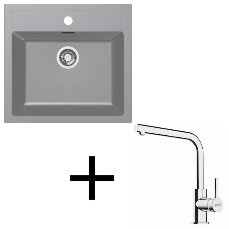 Ensemble T114 évier en tectonite Franke SID 610 + robinet FS 3230 / Gris
