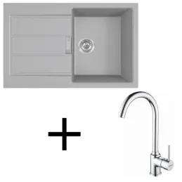 Ensemble T104 évier en tectonite Franke S2D 611-78 + robinet FP 9000 / Gris