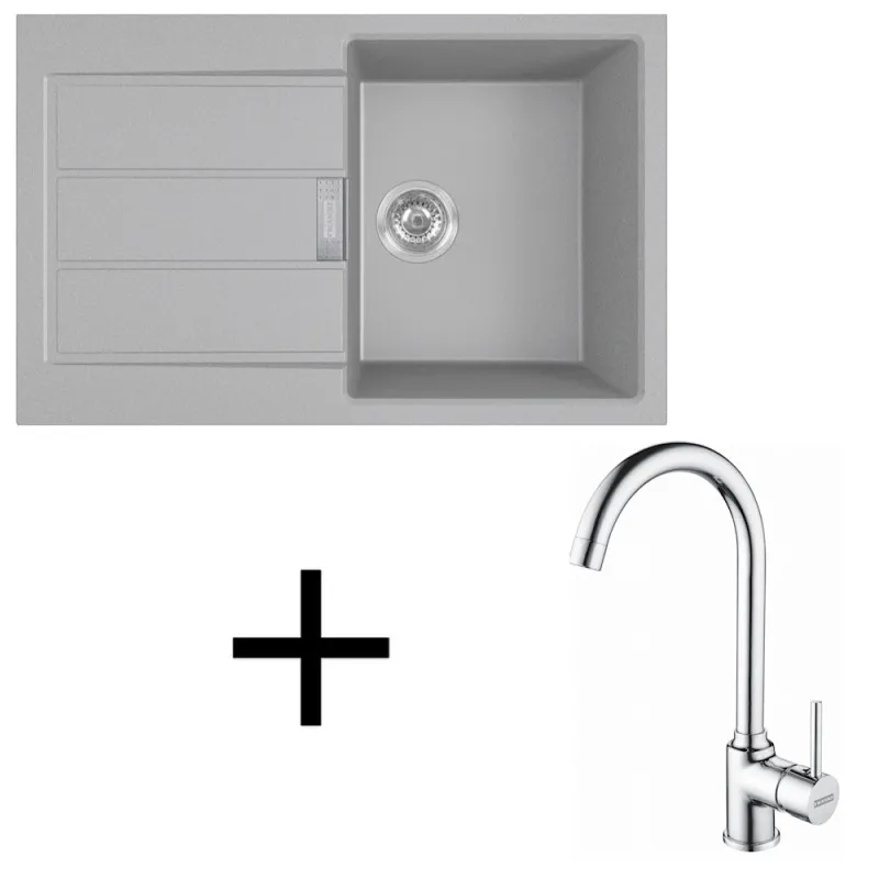Ensemble T104 évier en tectonite Franke S2D 611-78 + robinet FP 9000 / Gris