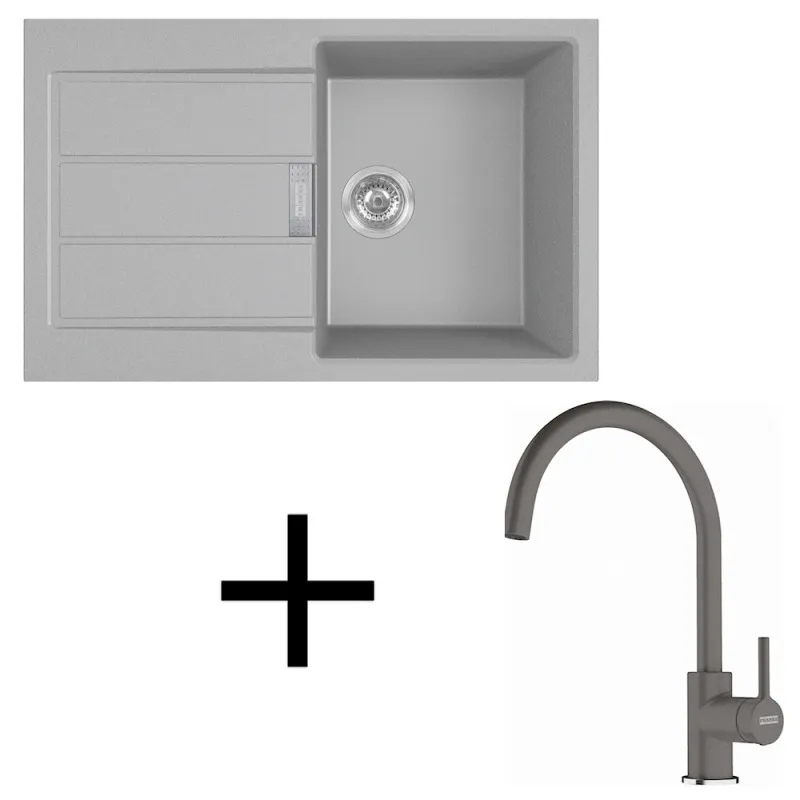 Ensemble T123 évier Tectonite Franke S2D 611-78 + robinet FC 6018 / Gris