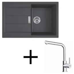 Ensemble T123 Évier en tectonite Franke S2D 611-78 + Robinet FS 3230 / Noir
