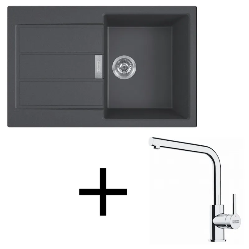 Ensemble T123 Évier en tectonite Franke S2D 611-78 + Robinet FS 3230 / Noir