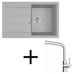 Ensemble T123 Évier en tectonite Franke S2D 611-78 + Robinet FS 3230 / Gris