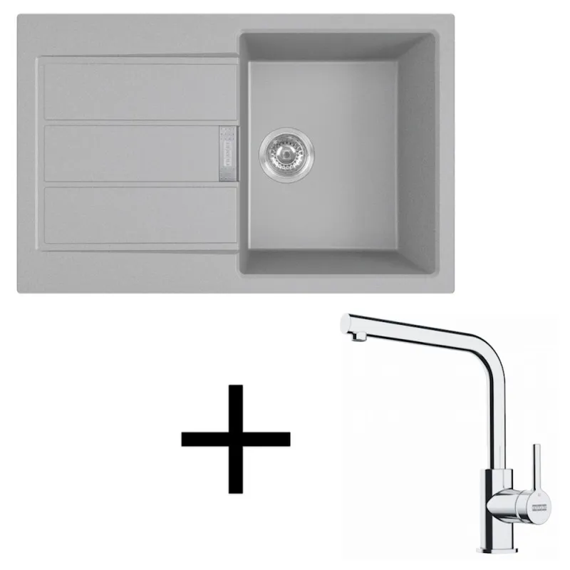 Ensemble T123 Évier en tectonite Franke S2D 611-78 + Robinet FS 3230 / Gris