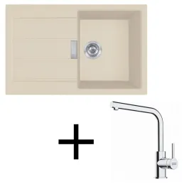 Ensemble T123 Évier en tectonite Franke S2D 611-78 + Robinet FS 3230 / Beige