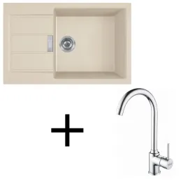 Set T106 évier en tectonite Franke S2D 611-78 XL + mitigeur FP 9000 / Beige