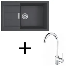 Ensemble T106 : évier en tectonite Franke S2D 611-78 XL + robinet FP 9000 / Noir
