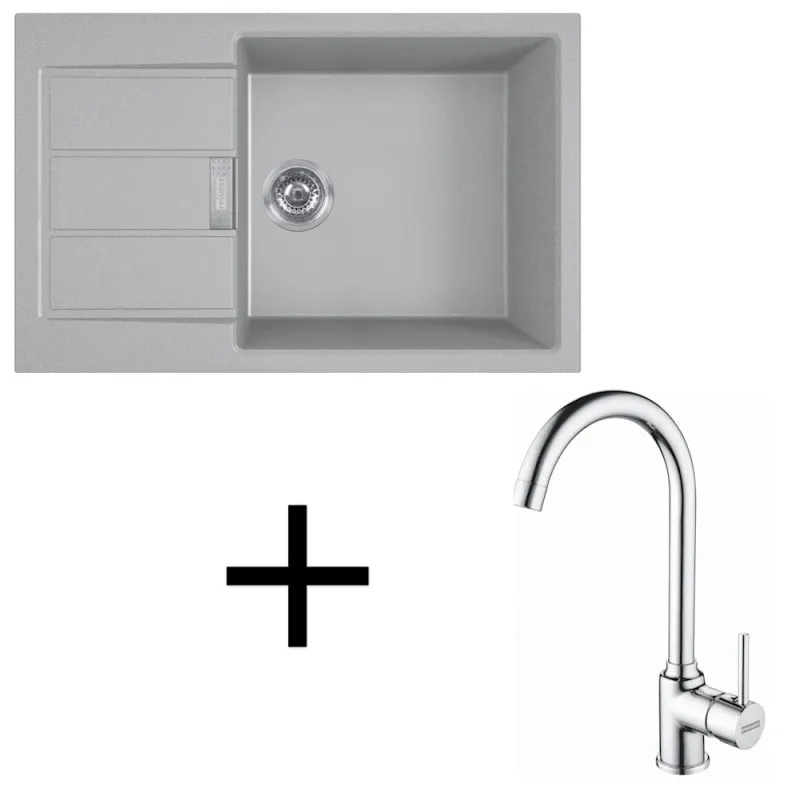 Ensemble T106 évier en tectonite Franke S2D 611-78 XL + robinet FP 9000 / Gris