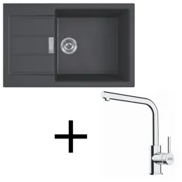 Ensemble T116 évier en tectonite Franke S2D 611-78 XL + mitigeur FS 3230 / Noir