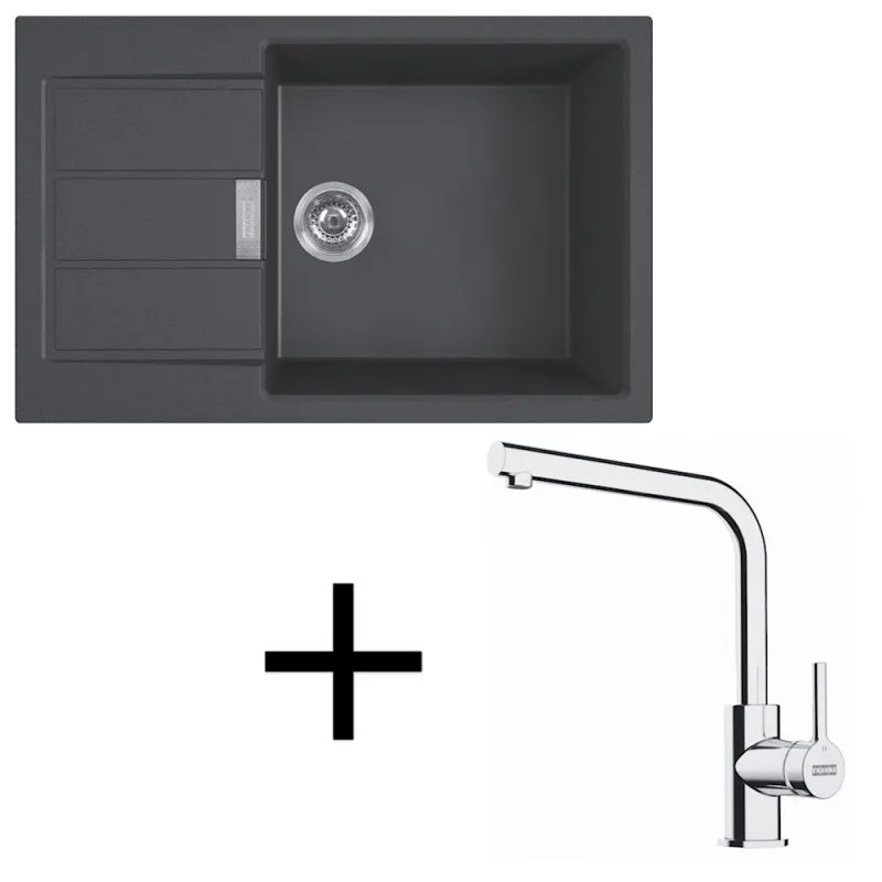 Ensemble T116 évier en tectonite Franke S2D 611-78 XL + mitigeur FS 3230 / Noir