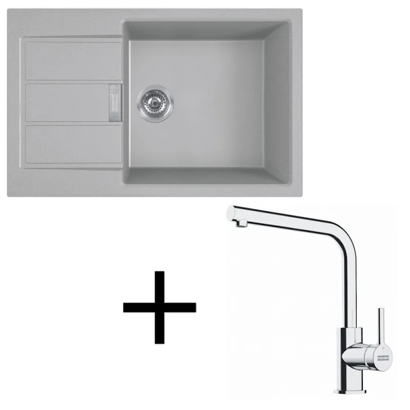 Ensemble T116 évier en tectonite Franke S2D 611-78 XL + robinet FS 3230 / Gris
