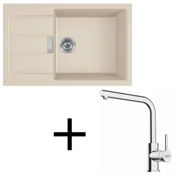 Ensemble T116 Évier en tectonite Franke S2D 611-78 XL + Robinet FS 3230 / Beige