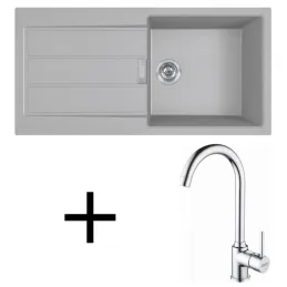Ensemble T108 évier en tectonite Franke S2D 611-100 + robinet FP 9000 / Gris