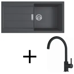 Ensemble évier Tectonite Franke S2D 611-100 + robinet FC 6018 / Noir