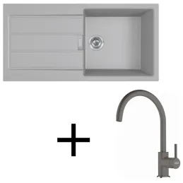 Ensemble T125 évier en tectonite Franke S2D 611-100 + robinet FC 6018 / Gris