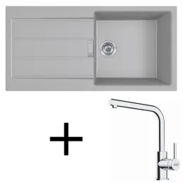 Ensemble T117 Évier en tectonite Franke S2D 611-100 + Robinet FS 3230 / Gris
