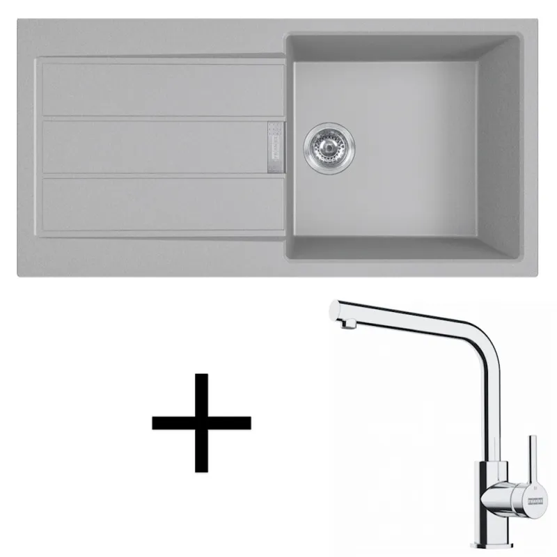 Ensemble T117 Évier en tectonite Franke S2D 611-100 + Robinet FS 3230 / Gris